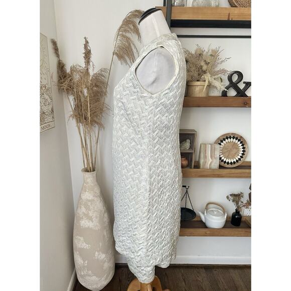 Vintage 60’s Nan Leslie Silver Metallic Quilted Mod Midi Dress - Picture 8 of 11